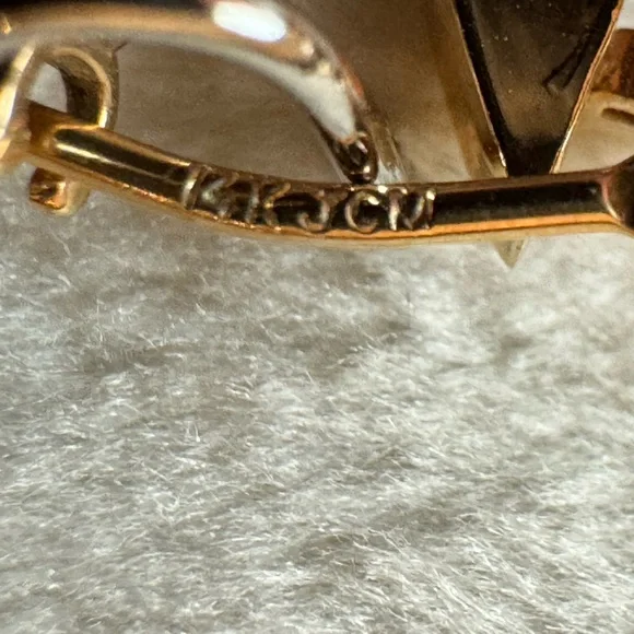 Elegant 14K Gold (White and Yellow) Hoop Earrings - Picture 5 of 7